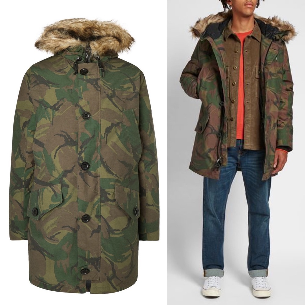 Polo Ralph Lauren British Elmwood Camo Faux Fur Hood Down Parka Coat NEW